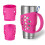 WISDING 30 oz Becher Silikon Griff Schutz Hülle mit Griff, Rosa 1