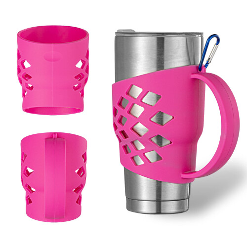 WISDING 30 oz Becher Silikon Griff Schutz Hülle mit Griff, Rosa