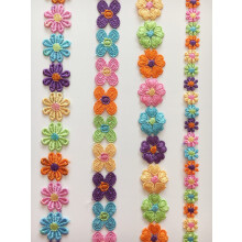 4 Yards 2.5CM Bred Dekorativ Spets Blomster Broderad Trim Ribb för Sömnad eller Hantverk