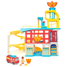 Disney Junior Firebuds HQ Playset with Lights, Sounds, Fire Truck Toy, Action Figure and Vehicle Launcher, Kids Toys for Boys and Girls Ages 3 and Up