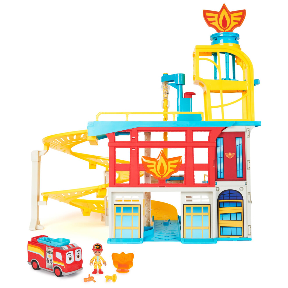 Disney Junior Firebuds Hq Playset With Lights, Sounds, Fire Truck Toy, Action Figure And Vehicle Launcher, Kids Toys For Boys And Girls Ages 3 And Up