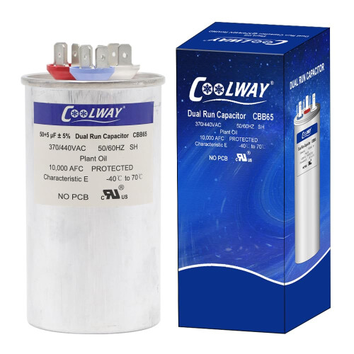 COOLWAY 50/5 uF 50+5 MFD 370V oder 440V Dual Run Start AC-Kondensator für CBB65r CBB65b