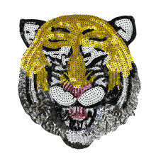 Halloween Kostym Paljetter Värmeöverföring Patches för Jacka, Ros, Tigerhuvud (Tiger)
