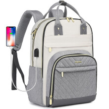 Laptop Rugzak Dames Werk Tas - Reis Rugzak Handtas met USB Lader 15.6 Inch Zuster Tas