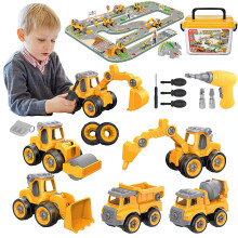 Trovogil 28PCS Demontabele Constructietruck Speelgoed met Puzzelbaan Set voor Jongens 3-8 Jaar