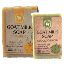 Honey Sweetie Acres Jabón Facial y Corporal de Cabra - Barra de Aguacate de 3 oz + Jabón de Leche de Cabra de 5 oz