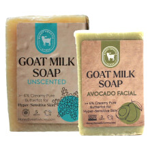 Honey Sweetie Acres Jabón Facial y Corporal de Cabra - 3 oz Barra de Aguacate + 5 oz Jabón Hidratante