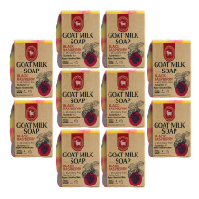 Jabón de Cabra con Leche de Frambuesa Negra - Paquete de 10 de 5 oz - Natural e Hidratante