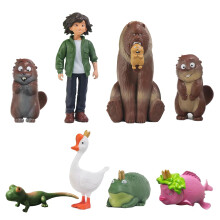 Hoppers Action Figures, Sätt med Figurer av Tecknade Djur, Bäver, Groda, Gås, Björn