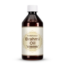 HerbsForever Brahmi Oil- Bacopa Leaves Infused Cold Pressed Sesame Oil | Hair & Sclap Massage Oil for Moisturising, Calming Nerves & Focus | Promote H