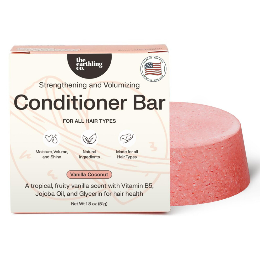 The Earthling Co. Conditioner Bar - Promote Hair Growth, Strengthen & Moisturize All Hair Types - Paraben & Sulfate Free Formula With Natural Ingredie