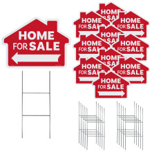 Hem Till Salu med Pilskylt Kit, Die Cut Husform och Yard Ställningar, Hållbar Korroderad Coroplast, UV Bläck
