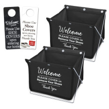Support de Couverture de Chaussures Pliable et Accroche de Porte Unique - Utilisez des Couvre-Chaussures (Noir - 2 Pack)