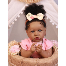 HOOMAI Realistische Reborn Baby Puppen mit Weichem Körper 22,8 Zoll Afroamerikanisches Mädchen