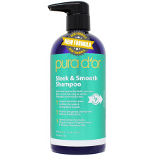 PURA D'OR Sleek & Smooth Shampoo (16oz) Beroligande och stärkande med ekologisk aloe vera, argan, ricin, bergamott & geranium