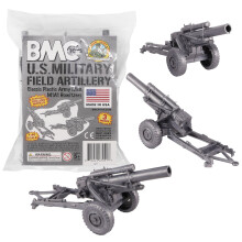 BMC Classic Marx US Military HOWITZERS Grigio Argento 3pz Plastica Soldatini Artiglieria