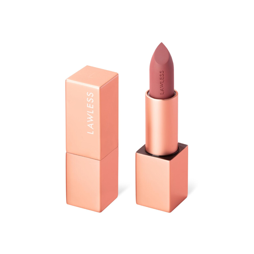 Lawless Women's Forget The Filler Lip-Plumping Line-Smoothing Satin Cream Lipstick, Minx, Pink, 0.1 Ounce