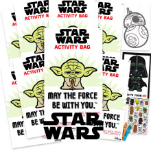 STAR WARS 8 Pc Mini Party Favors Set - Bundle 8 Yoda Play Packs with Mini Coloring Books, Stickers, and Coloring Tools Birthday Party Supplies Decorat
