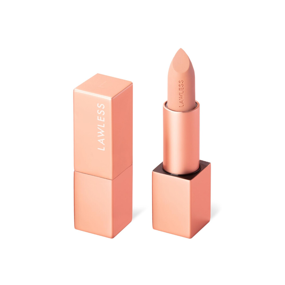 Lawless Women's Forget The Filler Lip-Plumping Line-Smoothing Satin Cream Lipstick, Platinum, Pink, 0.1 Ounce