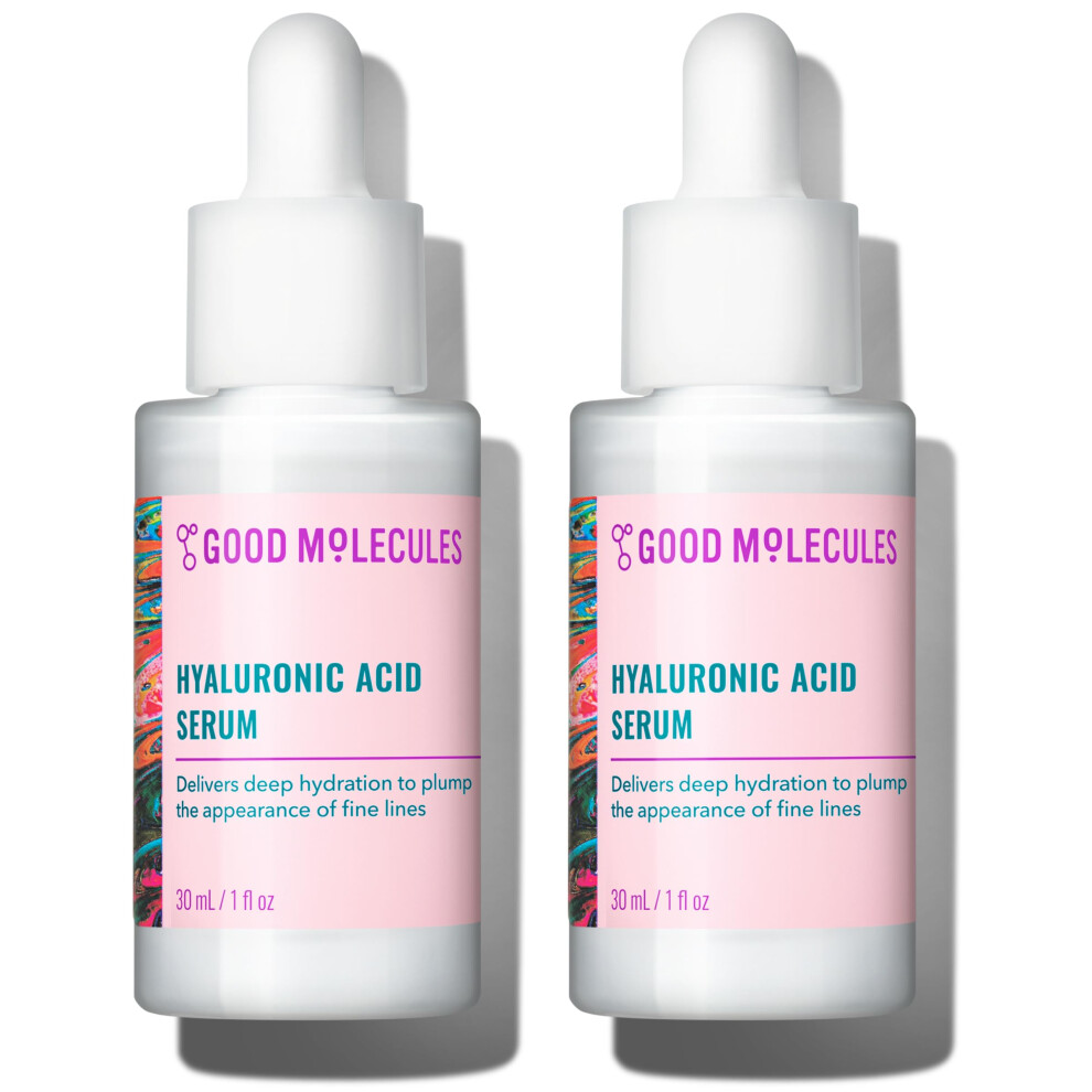 Good Molecules Hyaluronic Acid Serum Pack 2 - 30 Ml Each | 1% Hyaluronic Acid, Non-Greasy Ultra Hydrating Serum, Facial Moisturizer For Plumper Skin,