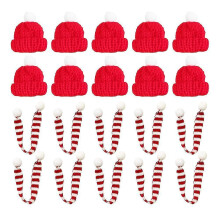20pcs Lovely Christmas Mini Scarf And Hat Decor Doll Clothes Accessory Creative Plants Adornment For