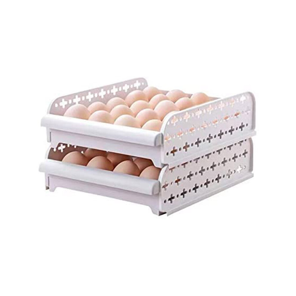 Semoic 2 Layer Plastic Egg Storage For Refrigerator, Egg Rack, Stackable Multi-Layer Egg Storage, Saving Space