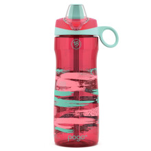 Gourde Pogo sans BPA en Tritan pour enfants avec paille en silicone, Peinture rose, 18 oz.