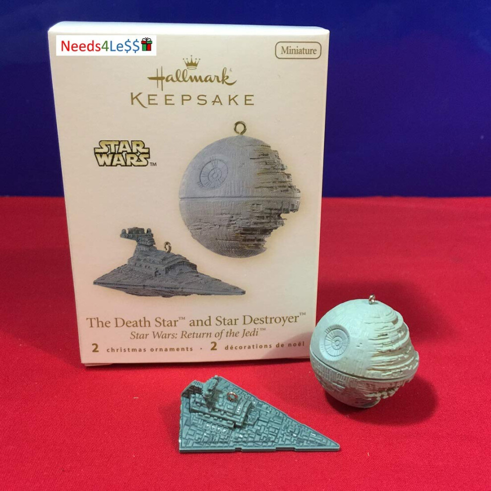 Star Wars The Death Star And Star Destroyer Star Wars: Return Of The Jedi 2008 Hallmark Keepsake Miniature Ornament Set Qxm8151