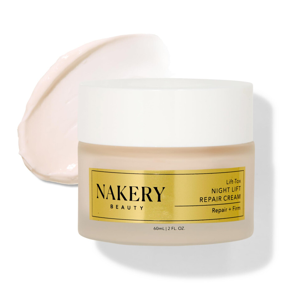 Nakery Lift-Tox Night Cream For Women - Overnight Anti Wrinkle Face Cream For Firmer & Smoother Complexion - Hydrating Night Cream For Women With Crep