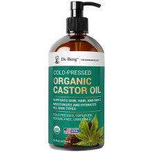 Dr. Berg Ekologisk Ricinolja - 16 fl oz Kallpressad Olja - Ren, Ofiltrerad, Enstaka Ingrediens