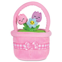 iscream Cesta de Flores de Peluche de 12" para Todos con Detalles Bordados