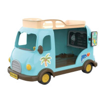OLEOCA Familjens Glassbil Leksak - Dessert Food Truck Set med Kassa, Stolar & Parasoll