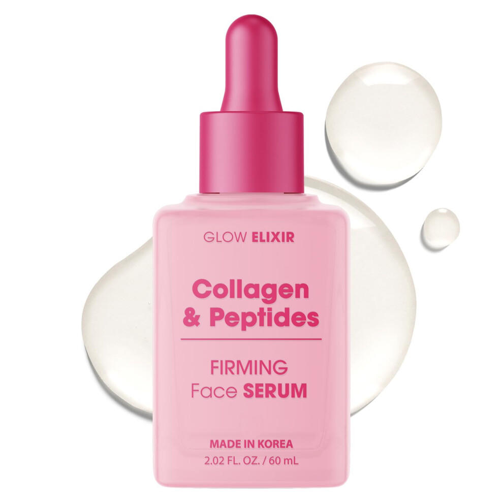 Glow Elixir Collagen & Peptides Face Serum - Firming & Wrinkle Serum For Skin Repair, Fine Lines & Deep Wrinkle Treatment - Dermatologist Tested Anti