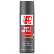 HAPPY NUTS Big Wood Body and Nut Wash - Fuktgivande Duschgel för Män, Naturlig Kroppstvål (8,5 Fl)