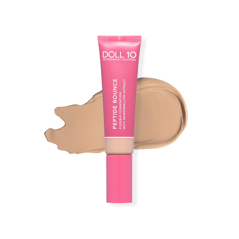 Doll 10 Peptide Bounce Flexible Foundation W/Marshmallow Extract - Hydrating Serum Foundation For Mature Skin - Lightweight, Natural & Clean Makeup W
