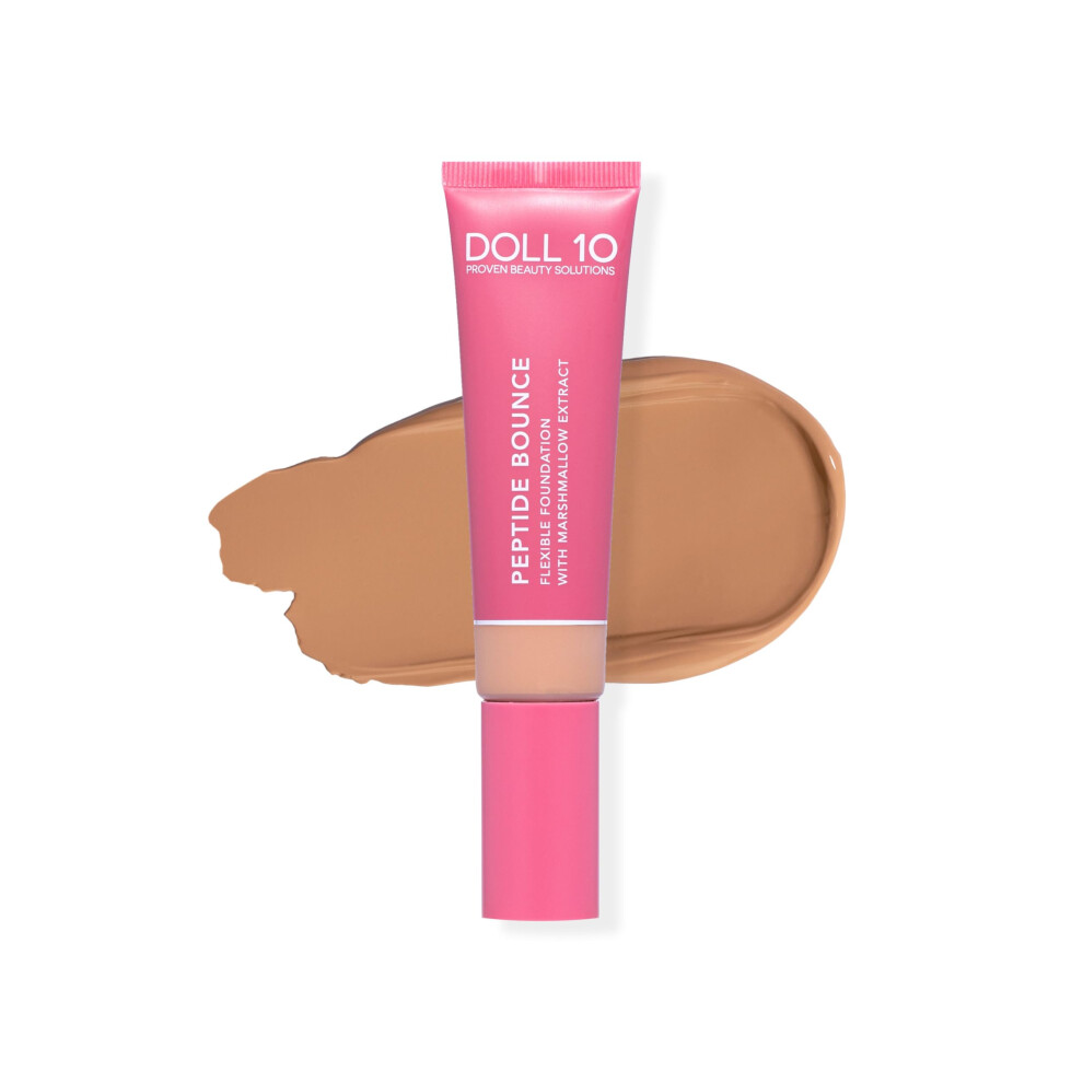 Doll 10 Peptide Bounce Flexible Foundation W/Marshmallow Extract - Hydrating Serum Cream Foundation For Mature Skin - Lightweight, Natural & Clean Mak
