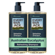 Every Man Jack Mannen Verfrissende Shampoo - Australische Eucalyptus - Met Pepermunt & Jojoba Olie - Sulfaatvrij - 16 fl oz (2 Pack)