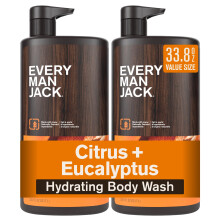 Every Man Jack Citrus + Eucalyptus Duschgel för män - Rengör, återfukta, dofta gott - 33.8 fl oz (2 Pack)