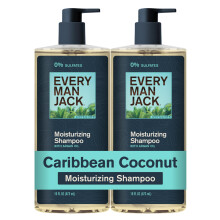 Every Man Jack Shampoo voor Mannen - Caribische Kokosnoot - Met Voedende Ingrediënten - Sulfaatvrij - 16 fl oz (2 Pack)
