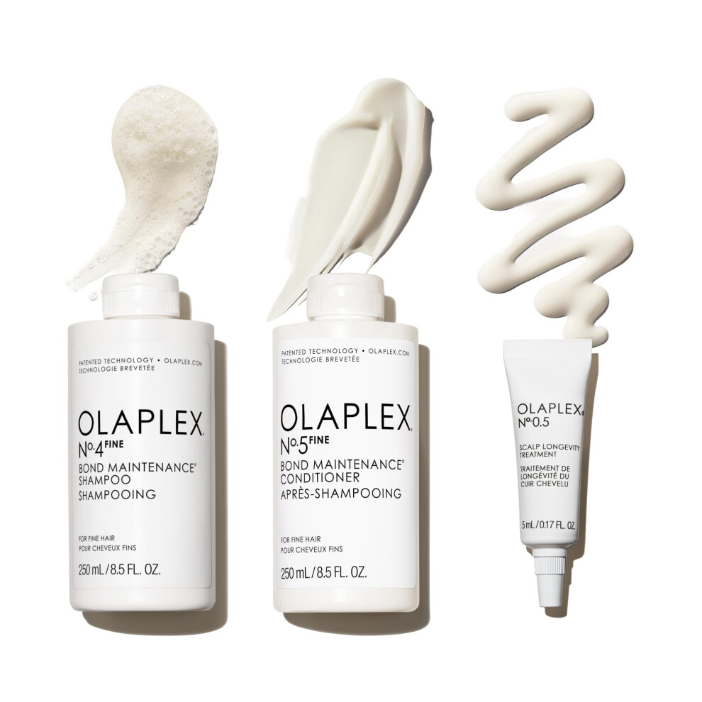 Olaplex Wash & Shine Fine Hair Kit: N. 4Fine, N. 5Fine, N. 0.5, Shampoo & Conditioner Set | Gently Cleanses To Volumize & Strengthen | Hydrates & Soot