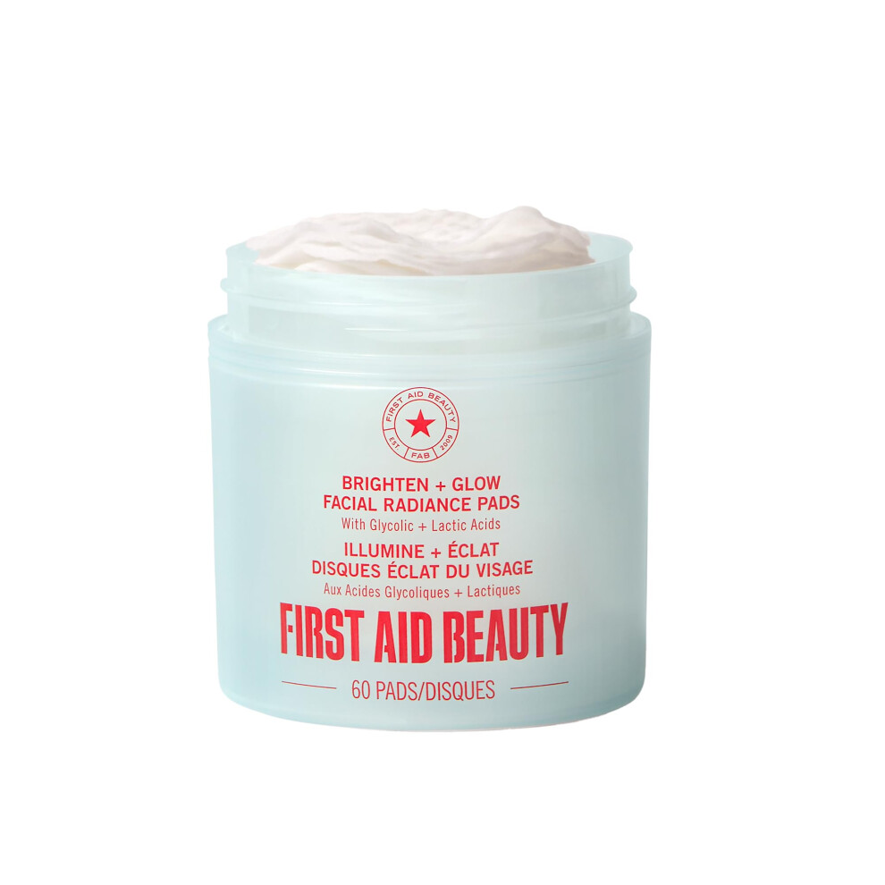 First Aid Beauty - Facial Radiance Pads With Glycolic & Lactic Acids, Daily Exfoliating Pads With Aha, Visibly Smaller Pores, Help Tone & Brighten Ski
