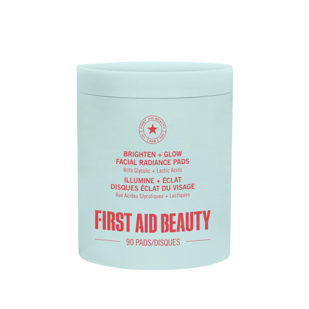 First Aid Beauty - Facial Radiance Pads With Glycolic & Lactic Acids, Daily Exfoliating Pads With Aha, Visibly Smaller Pores, Help Tone & Brighten Ski