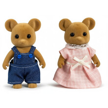 Figuras de Ratón Marrón OLEOCA - Set de 2 Muñecas Mini Flocked con Ropa Extraíble, Juego de Rol para Niños 3+