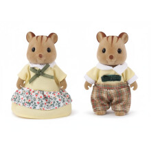 OLEOCA Familj Bruna Chipmunk Figurer - Set med 2 Samlar Mini Dockor med Avtagbara Kläder