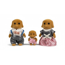 Figuras de Perro Marrón OLEOCA - Set de 3 Muñecos Mini Coleccionables con Ropa Removible, Juego de Rol para Niños 3+