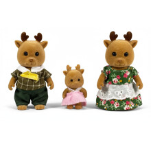 Figuras de Ciervo Marrón OLEOCA - Set de 3 Muñecos Miniatura de Felpa con Ropa Desmontable