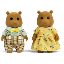 OLEOCA Familie Braune Eichhörnchenfiguren - 2 Sammler Mini Puppen mit abnehmbaren Kleidern, Spielset für Kinder 3+