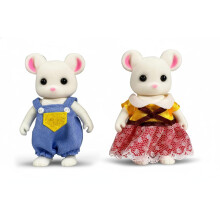 Figuras de Ratón Blanco OLEOCA - Set de 2 Muñecas Mini Flocked con Ropa Desmontable