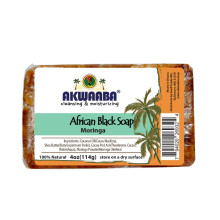 Jabón Negro Africano AKWAABA | Moringa | Jabón en Barra | 4 oz | Para Cara y Cuerpo