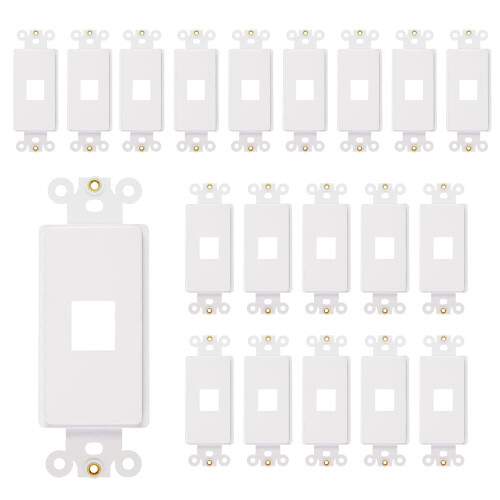 Insert Décorateur à 1 Port, Adaptateur de Plaque Murale, Blanc (Pack de 20)